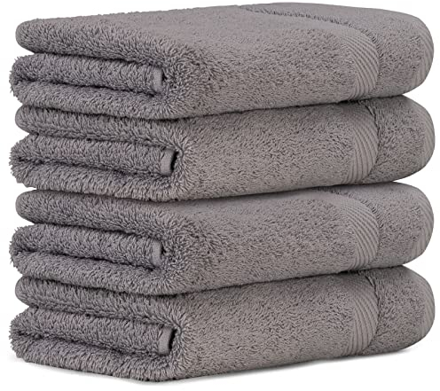 Luckytowel Handtücher Set 50x100 cm 100% Baumwolle, Handtuch-Set 4er Pack Grau