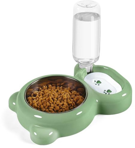 Dog Bowls, Cat Food and Water Bowl Set with Water Dispenser and Stainless Steel Bowl for Cats and Small Dogs