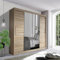 Track-D Modern Bedroom Sliding Wardrobe - Ample Storage Space and Sleek Design comes in White/Grey/Black/Oak and Width 150cm/180cm/203cm/250cm (Oak, 203cm)