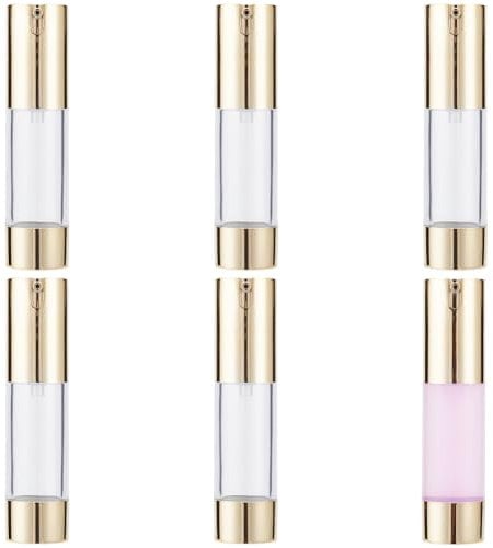 BENECREAT 6PCS 15ml(0.5oz) Empty Plastic Vacuum Pump Bottles, Gold U-Type Pump Head Airless Vacuum Pump Press Bottles Lotion Dispenser for Travel Makeup Cream Essential Oils Liquid