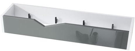 Vladon Garderobenleiste Wandhaken Garderobenpaneel Kolmio, Made in Germany, Korpus in Weiß matt, Front in Grau Hochglanz 83,5 x 12,5 x 21 cm