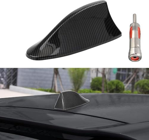 Norhogo Haifischflossen-Antenne, Auto-Antennenflosse, Haifischflossen-FM/AM-Radio-Signal-Antenne Selbstklebend Wasserdicht Universal, Auto-Dekoration (Schwarze Kohlefaser)