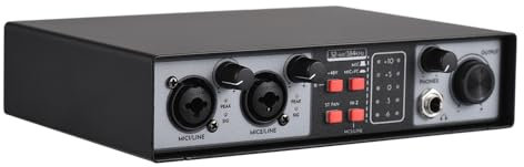 Btuty 2-in 2-out Mixer Recording Sound Card Mixing Console Track Separation External Sound Card Computer Recording Driver Free DJ Microphone Equipment 48V Phantom Power Supply