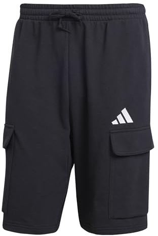 Adidas Men's Essentials FEELCOZY French Terry Cargo Short, Black/White, XS