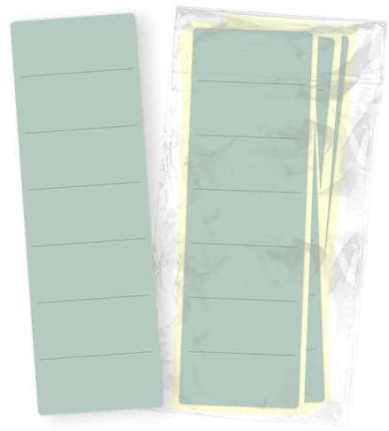 itenga 50x Ordneretiketten BREIT Ordnerrückenschild für BREITE Ordner vollflächig farbig I Ordnerschild selbstklebend aus Haftpapier 6x19cm (eukalyptus grün)
