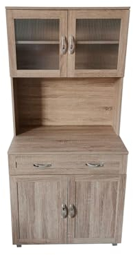 HTI living Küchenbuffet mit Glasteil Sonoma Blanca Küchenschrank Hochschrank