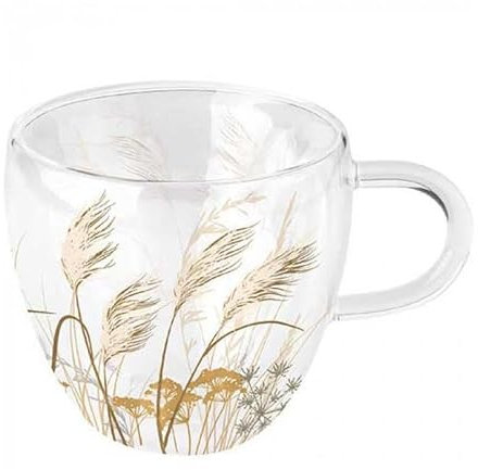 Ambiente Teetasse 200ml Tasse für Heissgetränke Borosilikatglas doppelwandig Serie waving grass Gräser im Wind