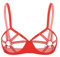Fldy Womens Caged Cups Open Nipples Push Up Bra Underwired Hollow Out Bustier Balconette Lingerie Red XXL
