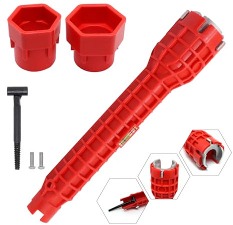 ZHMEINA Instalador de grifo y fregadero 8 en 1, llave de grifo, herramienta de llave de fregadero, herramienta de fontanería multifuncional, adecuada para instalar tuberías debajo de los baños (juego