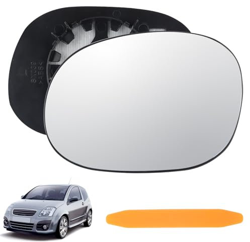 DXiongW Cristal de Espejo Reemplazar para Citroen C3 02-10 C2 03-19 Pluriel XSARA Picasso Peugeot 206 1007 Calefactable Cristal Espejo Retrovisor Exterior Asférico Lente de Marcha Atrás Izquierdo