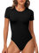 TNNZEET Body Damen Tshirt Elegant Bodysuit Kurzarm Sexy Für Sommer Outfit(Schwarz,M)