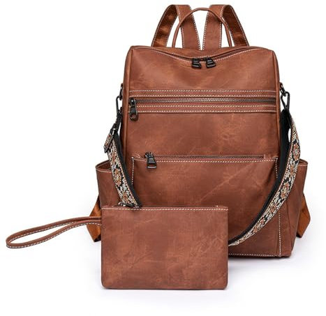 Rucksack Damen Klein, Elegant Damenrucksack PU Leder, Wasserdicht Cityrucksack Anti-Diebstahl Tagesrucksack Leichtgewicht Schulrucksack Modern Schultaschen für Freizeit Reisen Schule Arbeit Reise