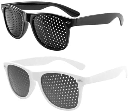 Rasterbrille Augentraining,Gitterbrille Korrekturbrille Augen-Training Lochbrille für Augentraining Original,Safety Eye Komfortable Faltbaren Brille Entspannung Pinhole Glasses (1 Weiß +1 Schwarz)