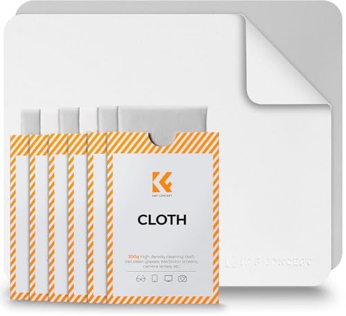 K&F Concept Glasses Cleaning Cloth | Premium Microfiber Cleaning Cloths, Lens Cleaning Cloth for Camera Lenses, Eyeglasses, Screens, Cameras, Tablets -Washable, 6 Pack, 6 x 7 inches (15 x 18 cm)