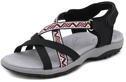 Meik Mangni Damen Slim Slingback Sandalen Sommer Sportliche Sandale Frauen Sportsandale Orthopädische Wandersandalen Outdoor Trekking Sandalen,A Schwarz,Gr:39 EU=Sohlengröße 40 EU