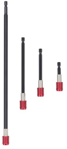 Juego de Extensión Brocas 50 mm, 100 mm, 150 mm y 300 mm, Acero Aleación, Vástago Hexagonal 1/4 Pulgada para Taladro y Atornillador