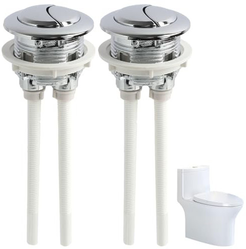 Juego de 2 pulsadores universales para inodoro de 40 mm, pulsador para inodoro de doble descarga, adecuado para inodoros con un diámetro de orificio de tapa de 37-44 mm, ahorro de agua, fácil instalac
