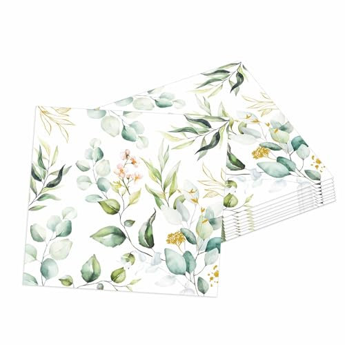 ParPix 20 Stück Servietten Eukalyptus Grün, 33x33cm Eukalyptus Servietten Hochzeit, Einweg Papierserviette Salbeigrün,Hochzeit Servietten Grün,Papierservietten für Taufe Kommunion Geburtstag Hochzeits