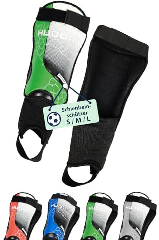 HUDORA Schienbeinschützer mit Knöchelschutz- Bequeme Schienbeinschoner mit Schaumstoff - Fußball Schienbeinschutz mit Knöchelprotektoren in Größe S/M/L - Fußballausrüstung Kinder & Jugendliche