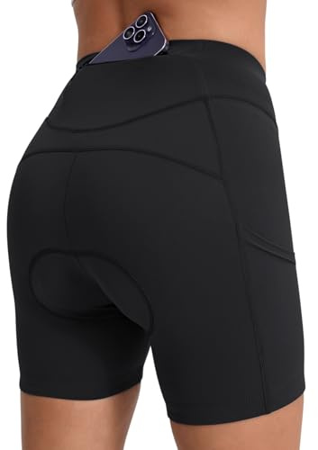 BERGRISAR Fahrradhose Damen Gepolstert Atmungsaktiv Elastische Radlerhose Radhose mit 3 Taschen