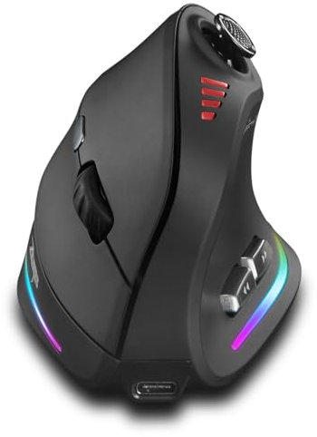 Zeerkeer Ratón Gaming con Joystick, Bluetooth/2.4G Inalámbrico/Ratón Juegos con Cable, 12 Botones Programables, Efectos de luz RGB, 24000 DPI, Diseño Ergonómico, Adecuado para Juegos y Oficina - Negro