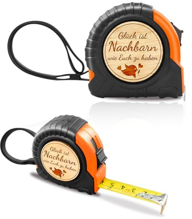 DIKARYA Geburtstagsgeschenk für Nachbarn, Maßband mit Gravur Einziehbares | Glück ist Nachbarn wie Euch zu haben Beste Nachbarin Geschenke Geburtstagsgeschenk Kleine Dankeschön Geschenke für Nachbarn