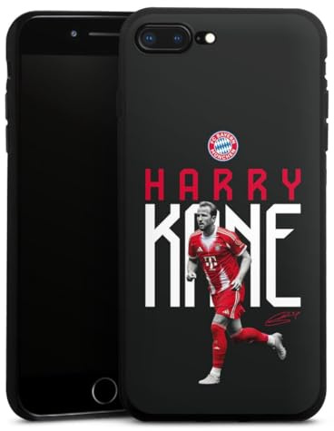 Silikon Hülle kompatibel mit Apple iPhone 8 Plus Case schwarz Handyhülle FC Bayern München Harry Kane Offizielles Lizenzprodukt