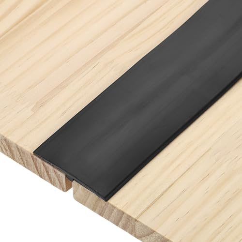 QUARKZMAN T-Form Übergangsleisten 1M X 5cm (L X B) PVC Fußboden Flache Verbindungsleiste Selbstklebende Vinyl Bodenleiste Kantenschutz Zum Überbrücken Von Bodenfugen Türschwellen Schwarz