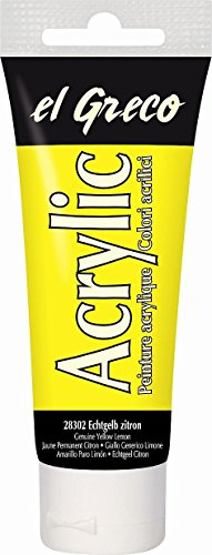 KREUL 28302 - El Greco Acrylic, 75 ml Tube in zitron, hochpigmentierte, glänzende Acrylfarbe in Studienqualität, buttrig vermalbar, für pastose Malerei