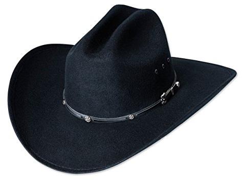 Stars & Stripes Westernhut und Filzhut San Antonio schwarz Westernhut Cowboyhut Westernkleidung Strohhut f??r Damen und Herren (58 cm) Schwarz