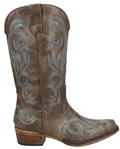 ROPER Riley Embroidered Snip Toe Cowboy Boots Stivali westernDonna