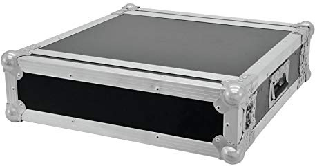 Roadinger Rack Profi, 2 HE, 45 cm Einbautiefe | PRO Flightcase für 483-mm-Geräte (19) | 2 abnehmbare Deckel | 9 mm mehrschichtig verleimtem Birkenmultiplexholz, dunkelbraun laminiert