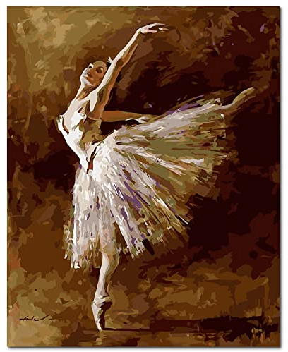 Fuumuui Peinture par Numéros Adultes et Enfants Débutants Comprend Pinceaux et Peintures Acryliques 40 x 50 cm - Femme, Ballet