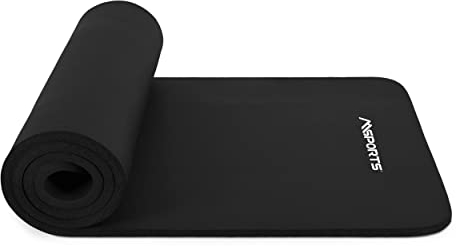 MSPORTS Gymnastikmatte Studio 183 x 61 x 1,0 oder 1,5 cm | inkl. Übungsposter und Tragegurte | Hautfreundliche - Phthalatfreie Fitnessmatte - sehr weich | Yogamatte (Schwarz, 183 x 61 x 1,5 cm)