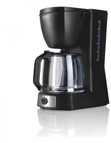 HAEGER CAFÉ Noir - Cafetera de Goteo, Capacidad 12 Tazas, 680W de Potencia, Placa calentado para Mantener el Calor, indicador de Nivel de Agua, Sistema Anti-Goteo, Jarra de Vidrio con Tapa articulada