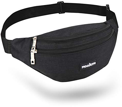 MOCOCITO Sac Banane de Randonnée Homme & Femme, 32x15x9cm avec Ceinture Ajustable 120cm, Tissu Imperméable, Idéal pour Sport et Voyage