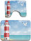 Hotyle 2 Stück Badematte Teppich Strand Leuchtturm Flying Seagulls Ocean Badezimmer Mat Set Podest Teppich rutschfeste Fußmatte