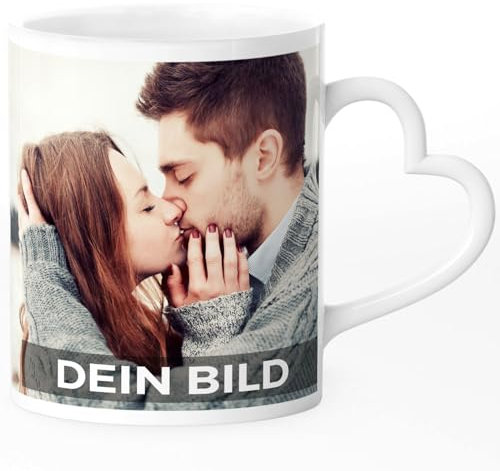 SpecialMe® Fototasse mit Herzhenkel selbst individuell gestalten und bedrucken lassen Fotogeschenke Herztasse Geschenk Valentinstag Liebesgeschenk Panorama weiß Herz-Tasse