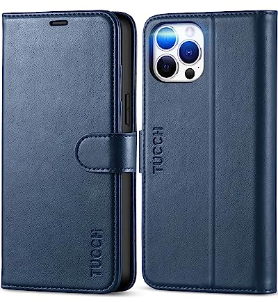 TUCCH Custodia per iPhone 12 Pro Max Cover Portafoglio Tasca Carte RFID Blocco Portacellulare Pelle Sintetica Magnetica Flip Chiusura Antiurto Compatibile iPhone 12 Pro Max (6,7 2020), Blu Scuro
