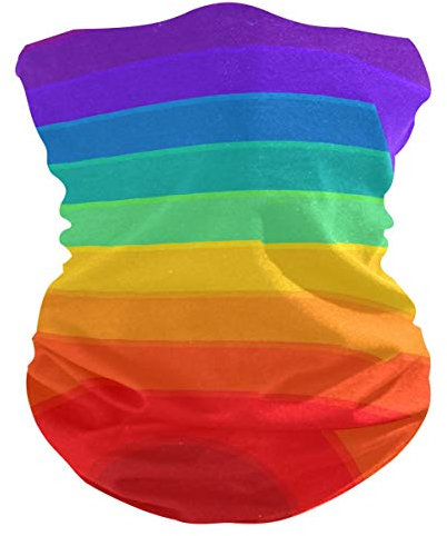 AJINGA Sturmhaube, Gesichtsschal, Maske, Staub, Frauen Gesichtsmaske mit Tasche innen, 2 Stück Filter, Halstuch, buntes Regenbogen