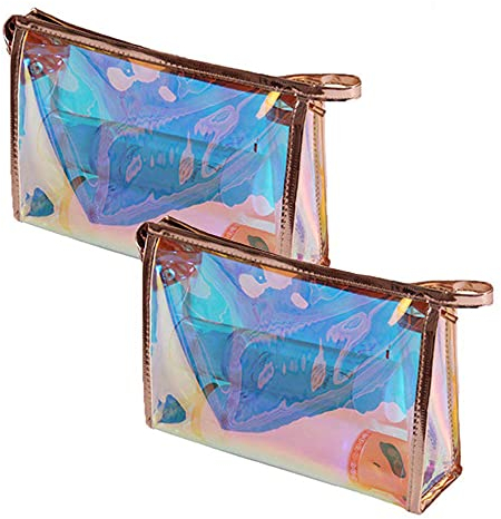 Sertay Tragbar Reisen Waschbeutel, 2 Stück Make Up Tasche Tragbar, Transparent Kosmetiktasche, with Zipper, für Pencil Bag, Stiftehalter, Kopfhörertasche, Buntstiftetui Oder Kleine Kosmetiktasche