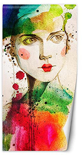 Feeby Fototapete Türtapete Harlekin Aquarell Porträt 100x200 cm mehrfarbig Vliestapete Moderne Design Küche Flur Wohnzimmer Büro Badezimmer Kinderzimmer Skizze Abstrakt Weiblich