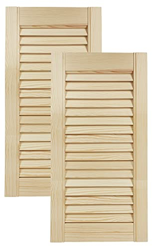 Lamellentüren Holz 2er Pack 294x606 mm | Holztür aus massiver Kiefer mit fühlbarer Struktur | Möbelfronten für kreative Renovierung | Lamellentür für Schrank oder Garderobe | Natur