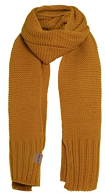 KNIT FACTORY - Jamie Schal - gewalkter Wolle Strickschal - 2m lange Winterschal für Damen und Herren - Ocker - 200x45 cm