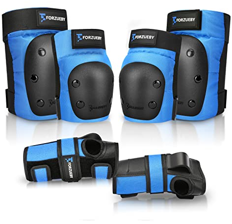 Forzueby Ginocchiere Gomitiere Protezioni per i Polsi 6 in 1 per Adulti/Bambini Set di Protezioni per Pattinaggio a Rotelle in Linea Skateboarding Scooter BMX ECC.