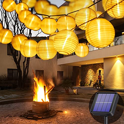 Lezonic Solar lichterkette aussen,6M 20 LED Solar lampions Wasserdicht 8 Modi solar laternen party deko, für Garten, Halloween, Hochzeiten, Terrasse, Innenhof (Warmweiß)