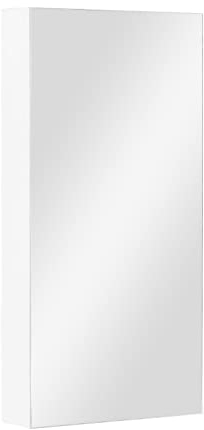 TUKAILAi Armoire de Salle de Bain d'angle avec Miroir 30 * 24 * 60 CM, Armoire de Toilette Rangement avec 1 Porte 1 Niveau Étagère, Murale Salle de Bain Cadre en Bois Etanche Blanc