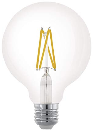 EGLO E27 LED Lampe dimmbar, Glühbirne Globe klassisch, Leuchtmittel für Retro Beleuchtung, 7,5 Watt (entspricht 60 Watt), 806 Lumen, warmweiß, 2700 K, Edison Birne G95, Ø 9,5 cm