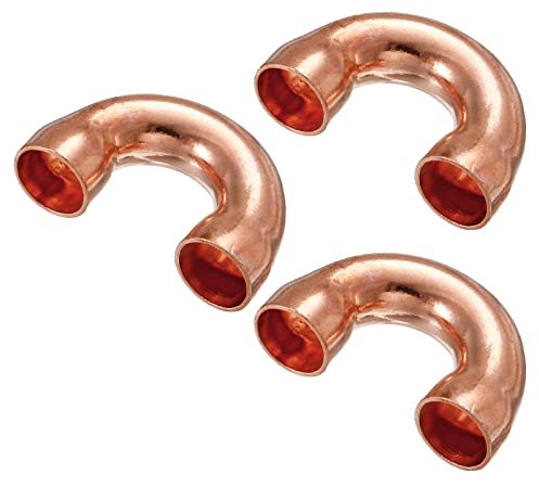 sourcing map U-förmiger Winkelstück, 180 Grad, Kupferrohrverschraubung, Schweißschweißen, Lötanschluss, 10 mm Innendurchmesser, für HVAC, Klimaanlage, Kühlsystem, 3 Stück