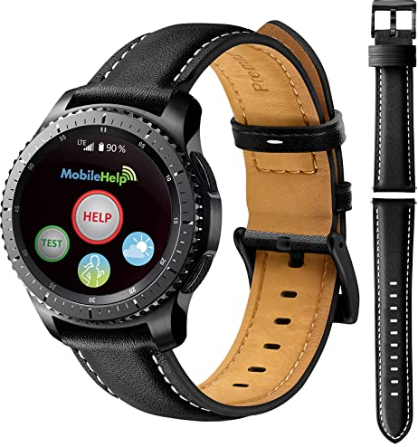 HUZU Leder Uhrenarmband Kompatibel mit Samsung Galaxy Watch 3 45mm, 22mm Leder Ersatzarmbander für Samsung Galaxy Watch 46mm/Samsung Gear S3 Frontier/Classic
